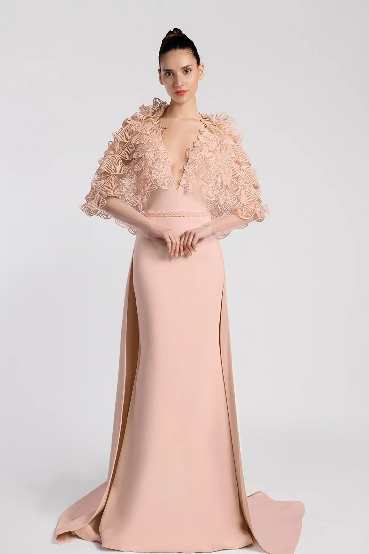 Fan Sleeve Evening Dress