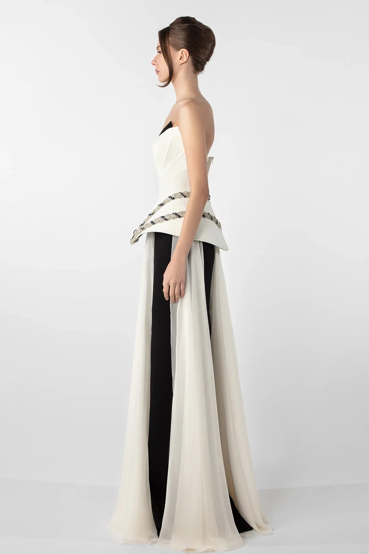 Corset Gown with Embroidery and Flowing Skirt