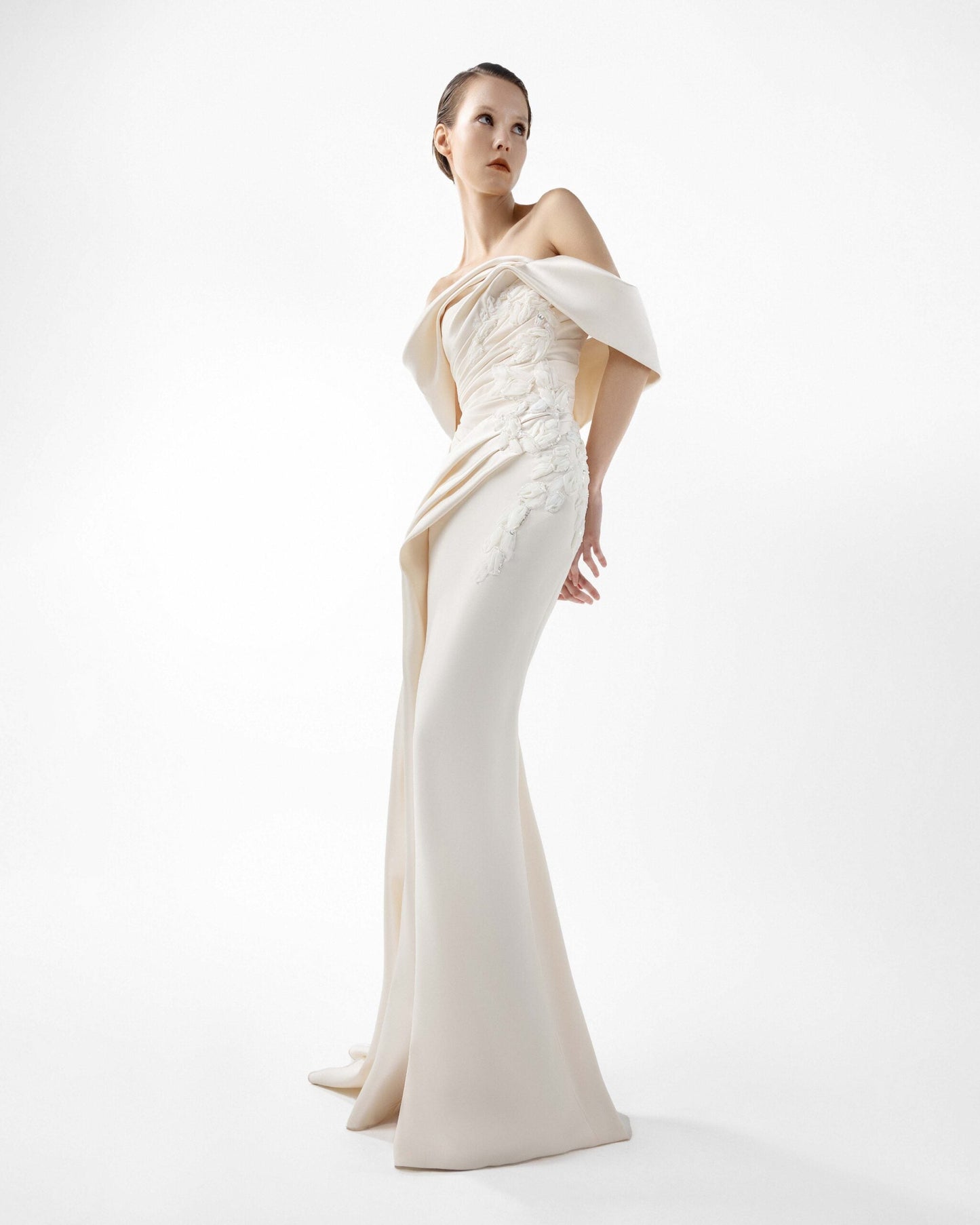 Temptation Cream Dress, with Hand Embroidery