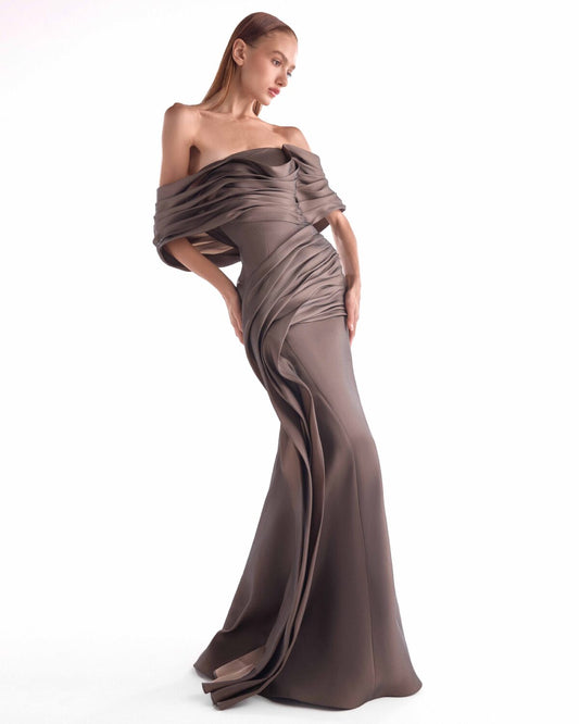 After-Dark Chocolate Brown Draped Silhouette