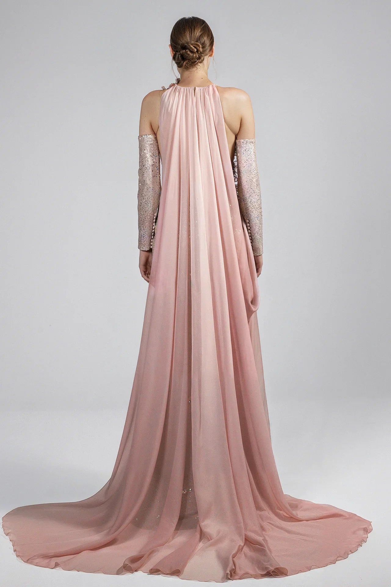 Sleeveless Sequin Dress with Cape