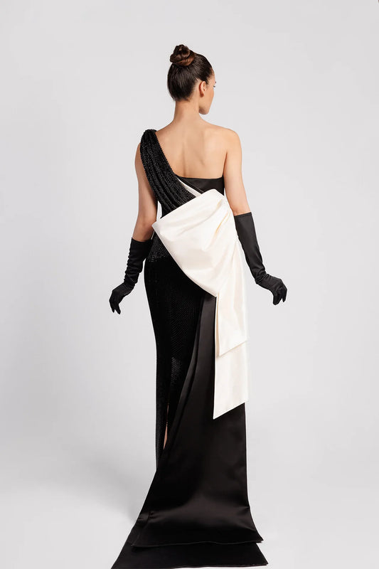One-Shoulder Evening Dress with Asymmetric Neckline
