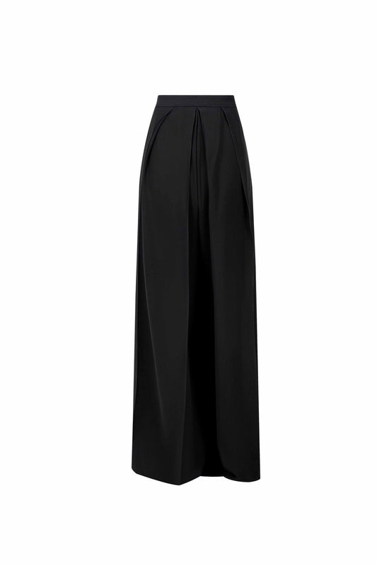 Fluid Wide-Leg Crepe Pants