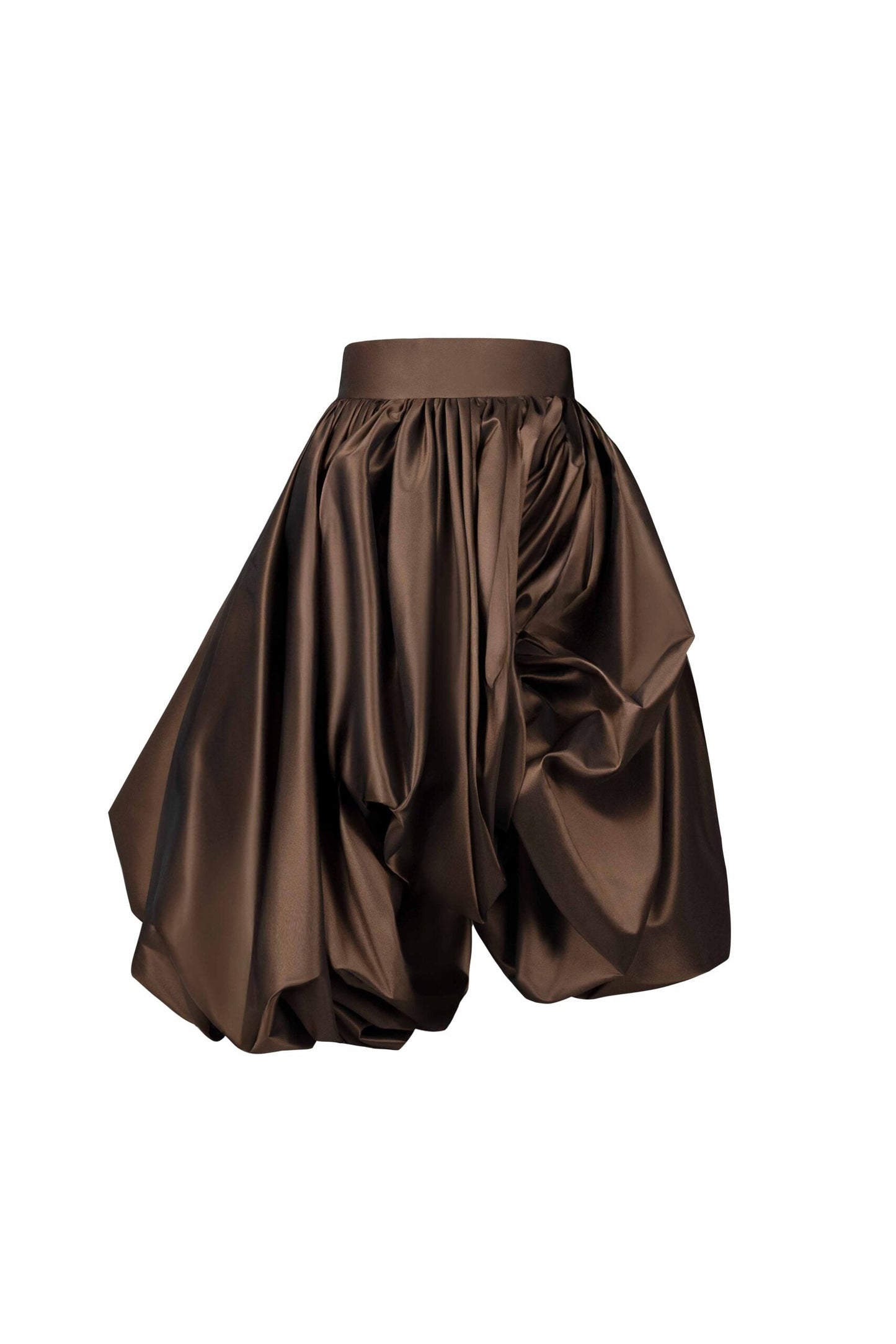 Sculptural Balloon Taffeta Midi Skirt