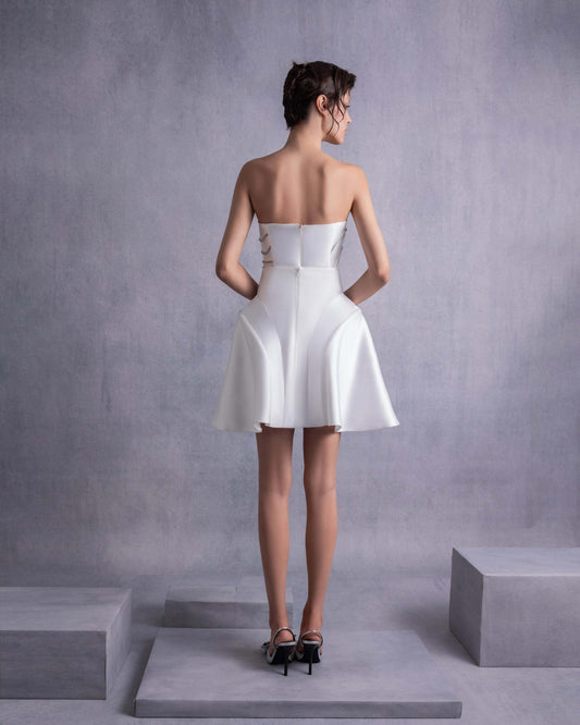 Flared Off-White Piqué Skirt