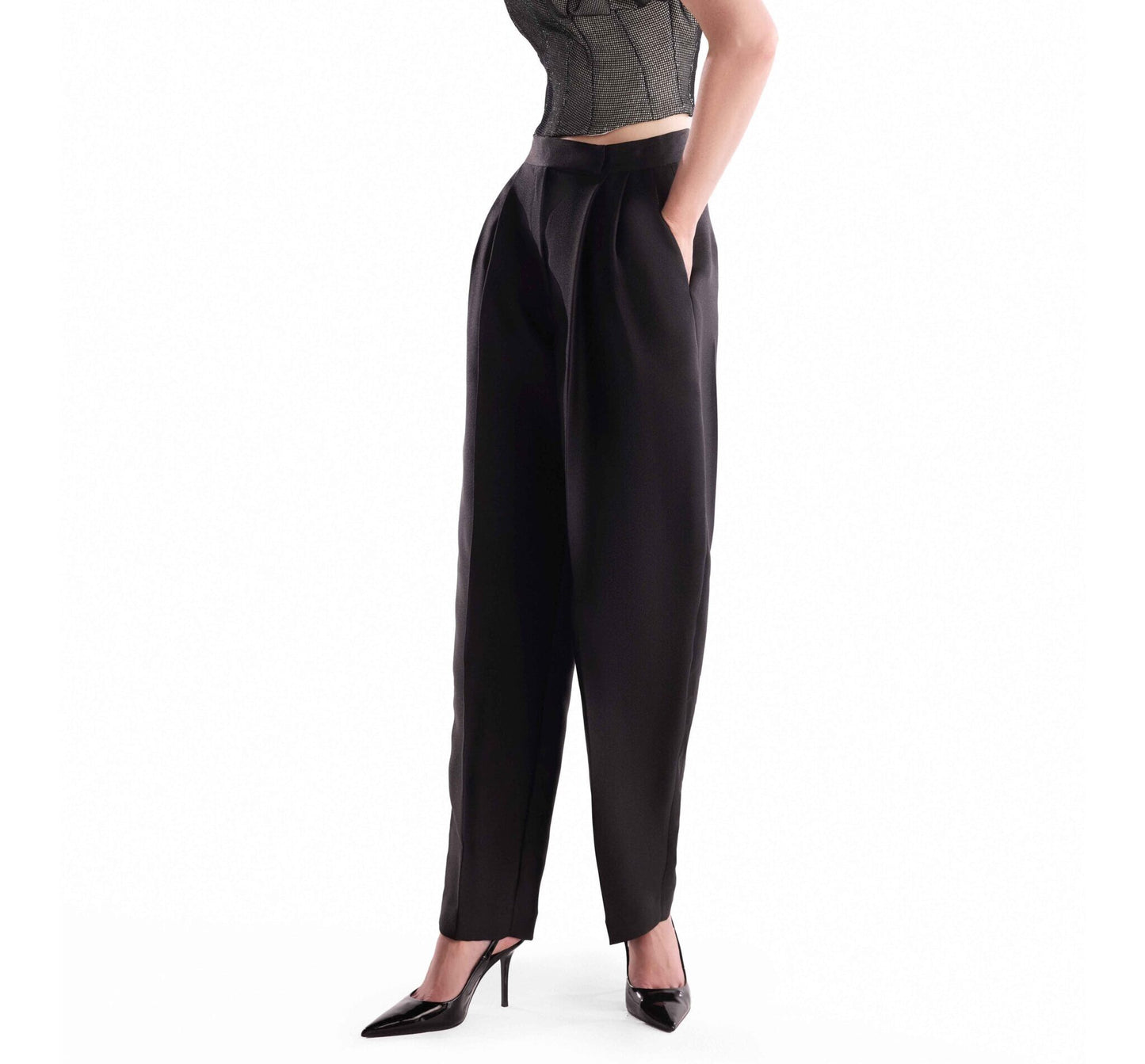 Tailored Black Piqué Pants