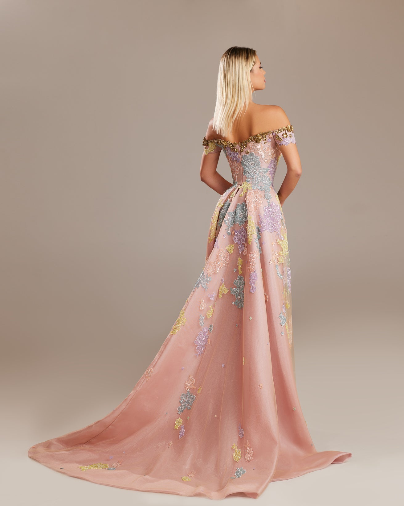 A-Line Dress with Floral Embroidery