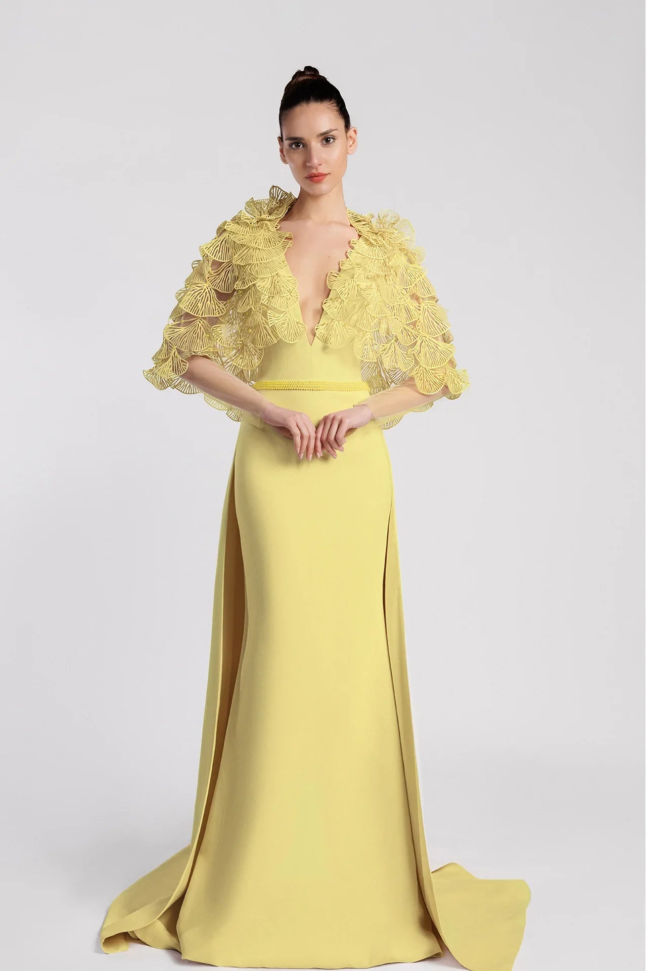 Fan Sleeve Evening Dress