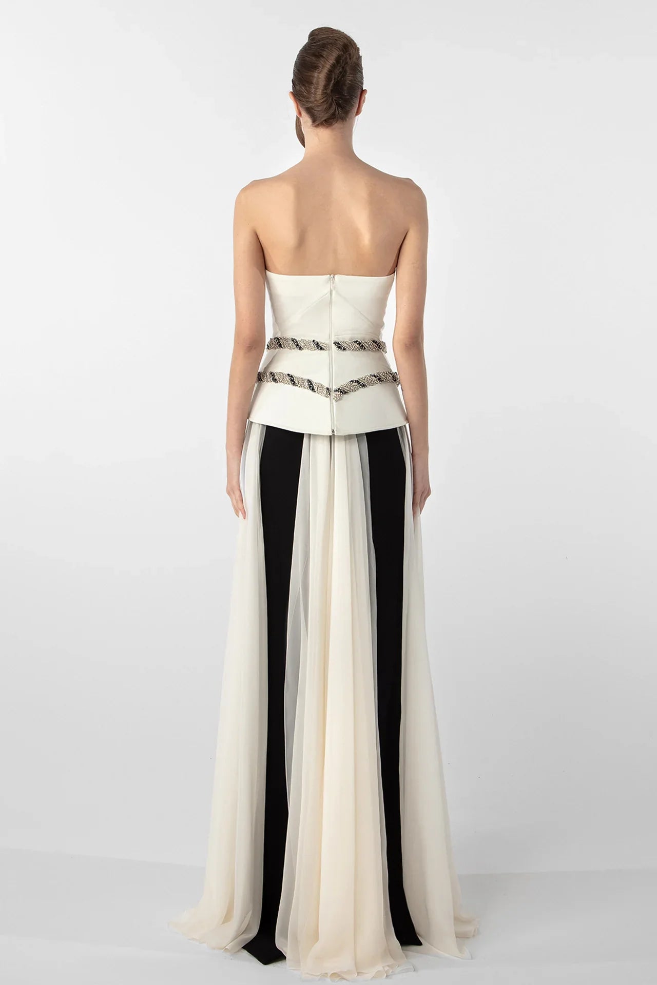 Corset Gown with Embroidery and Flowing Skirt
