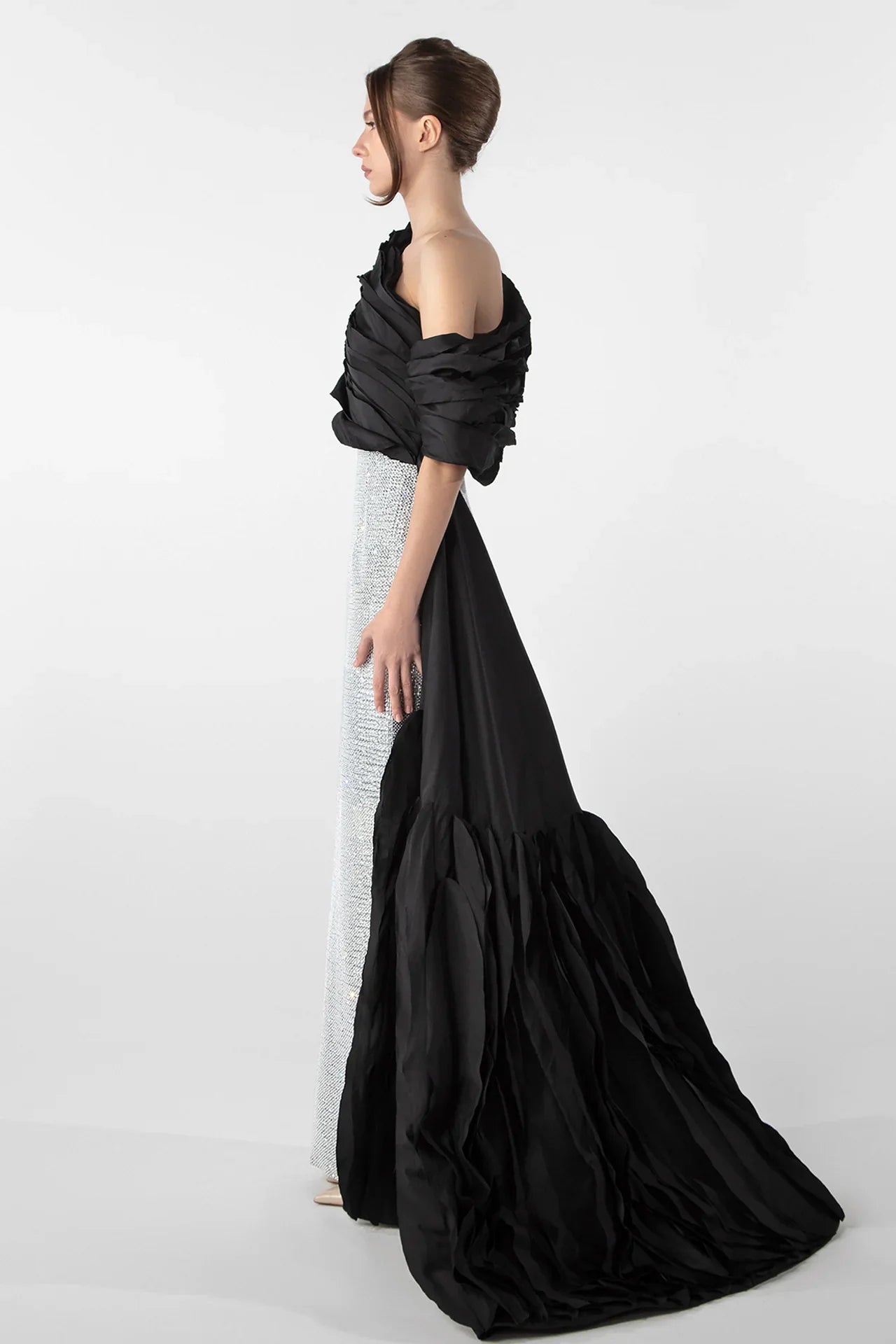 One-Shoulder Embroidered Column Gown