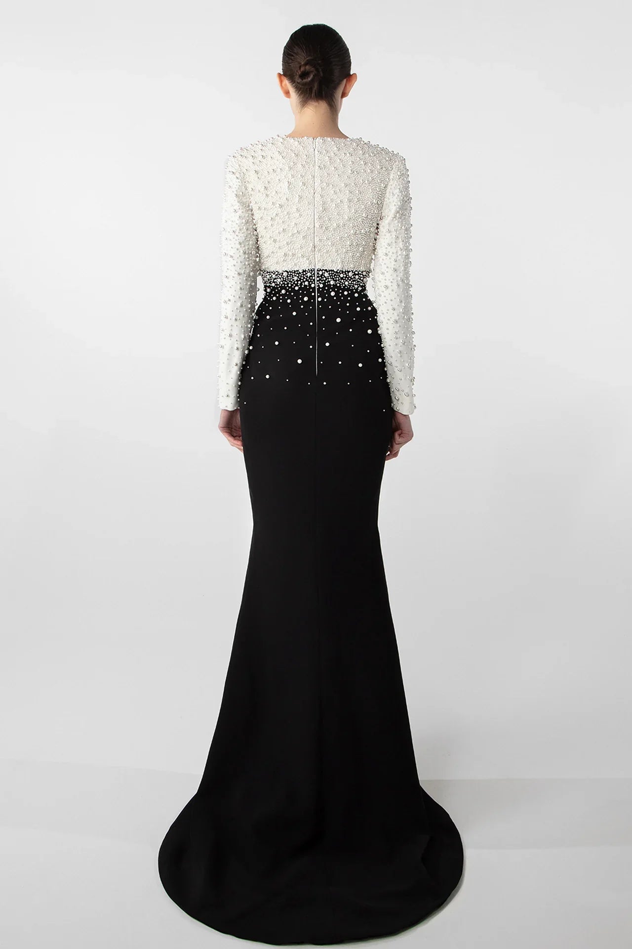 Pearl-Embroidered Crepe Gown