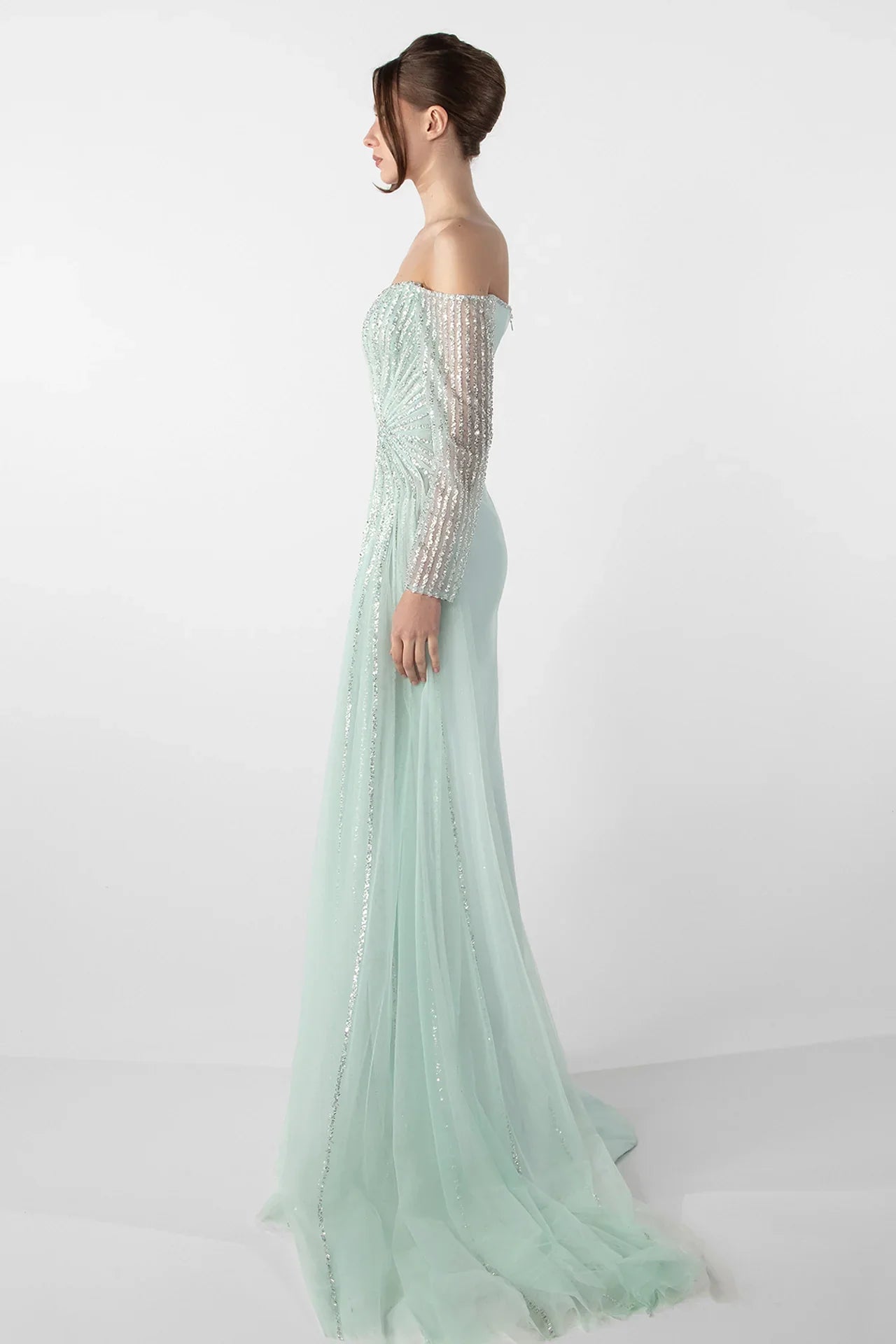 Asymmetrical Off-Shoulder Dress with Embroidery