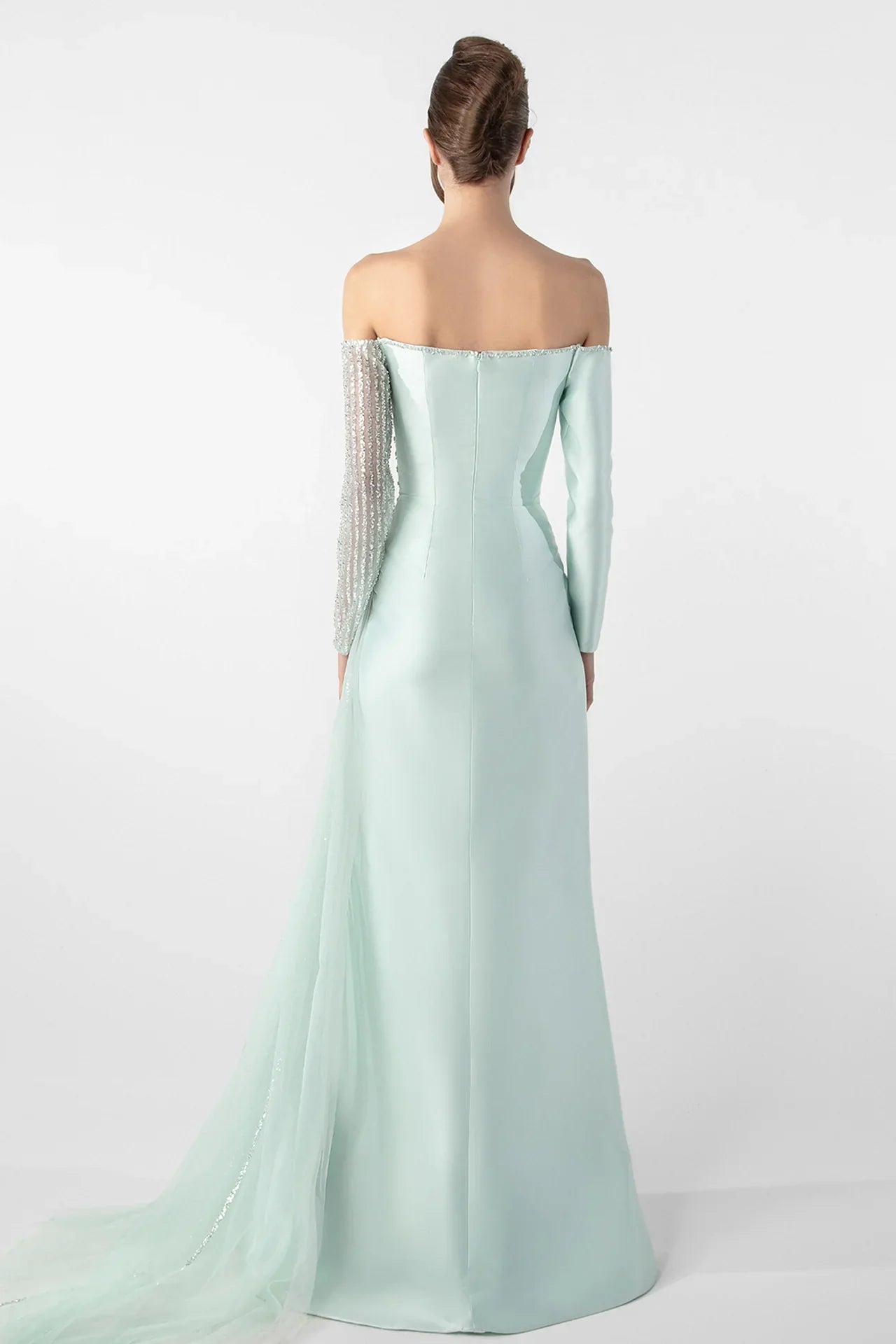 Asymmetrical Off-Shoulder Dress with Embroidery
