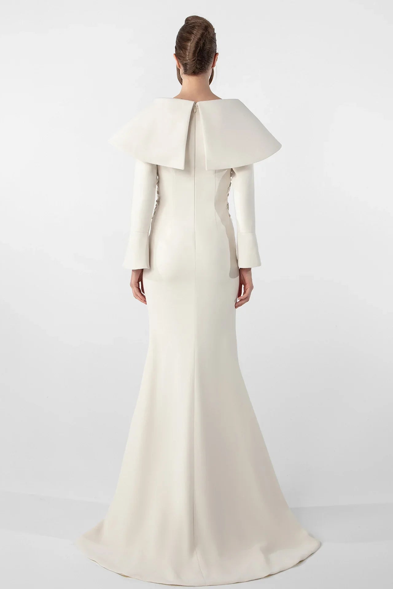 Mermaid Crepe Dress with Embroidered Bodice