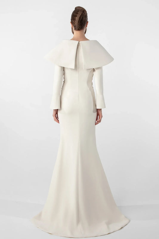Mermaid Crepe Dress with Embroidered Bodice