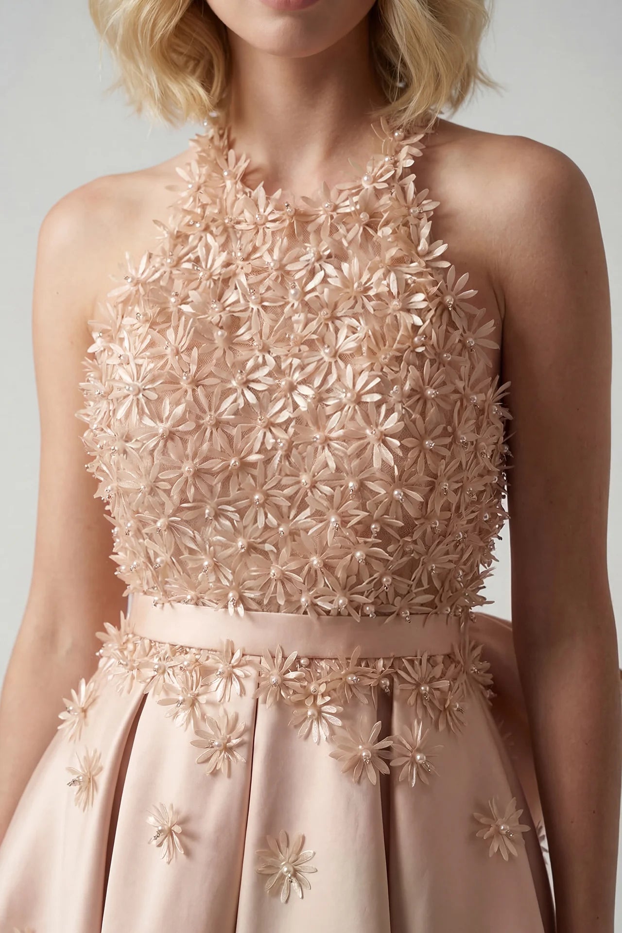 Laser-Cut Floral Mikado Midi Dress