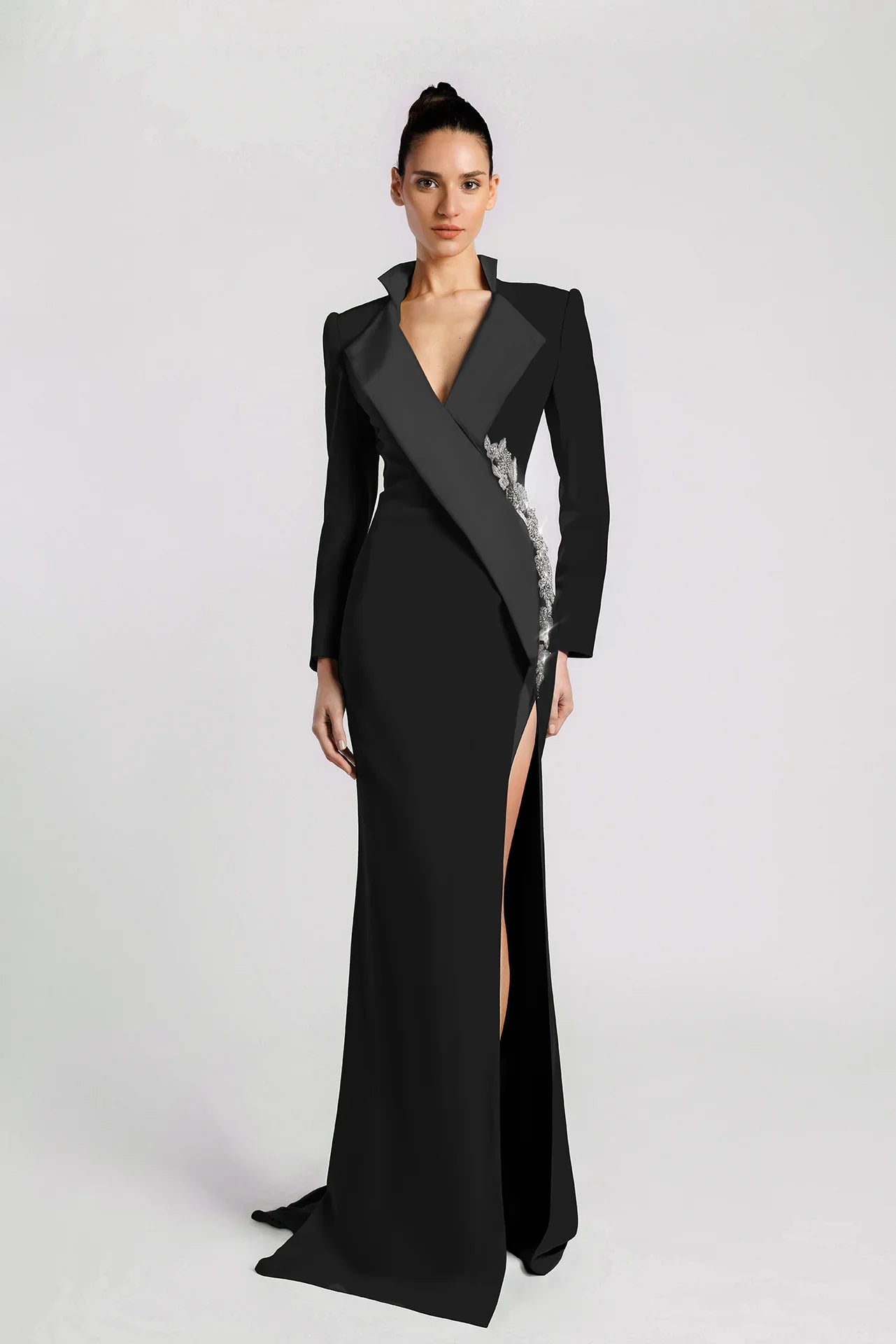 Black Blazer-Style Mermaid Evening Dress