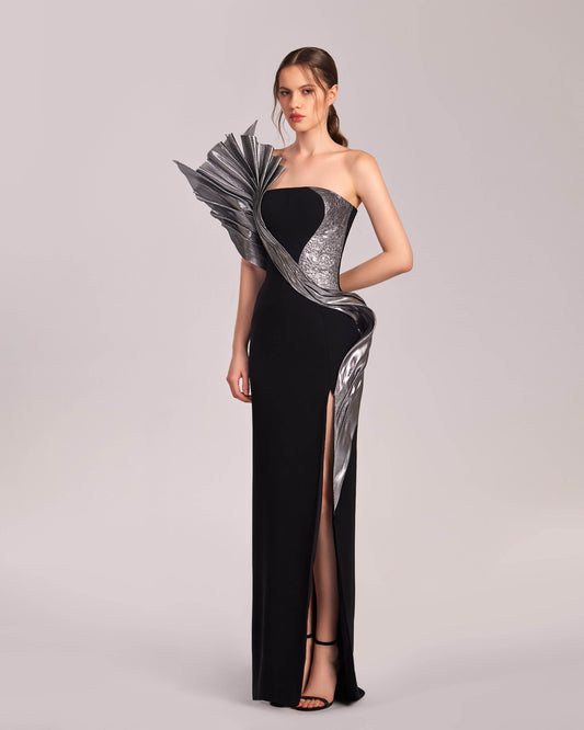 Black and Silver Asymmetrical Dress