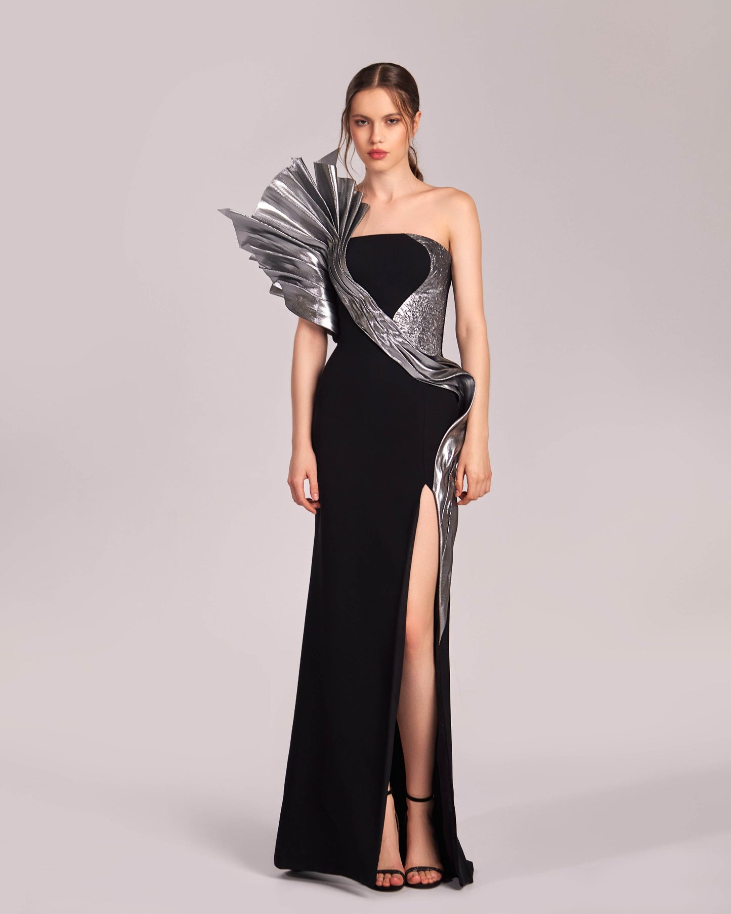 Black and Silver Asymmetrical Dress