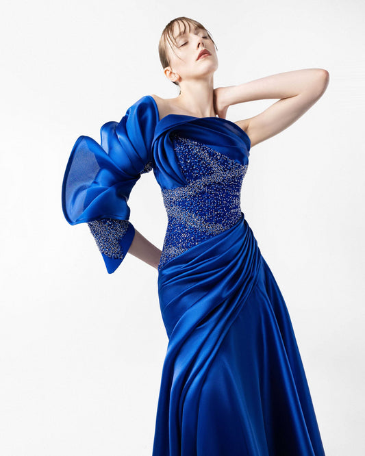 Midnight Grace in Sculpted Organza and Lace Gitane Dress