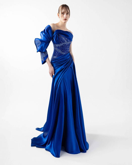 Midnight Grace in Sculpted Organza and Lace Gitane Dress