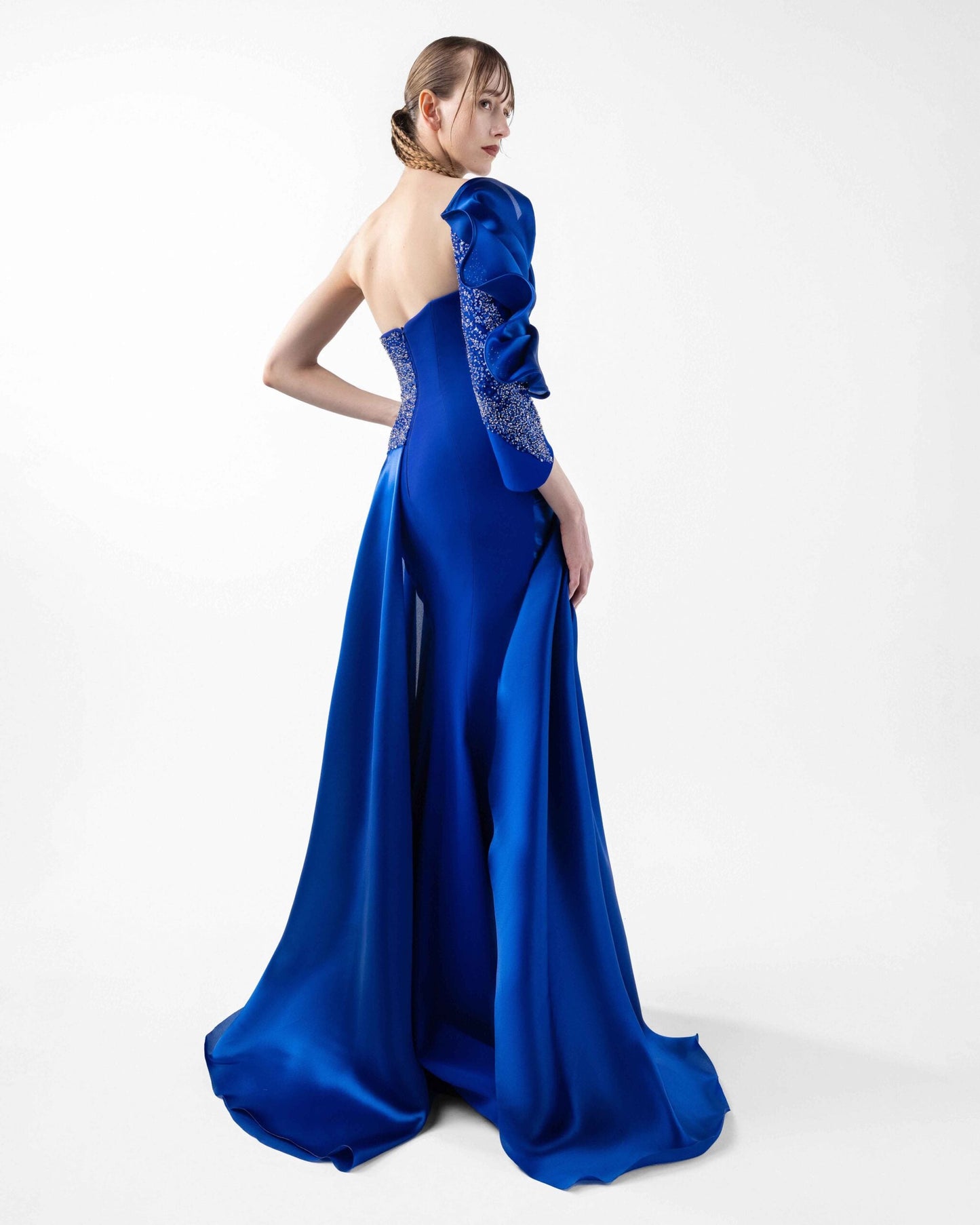 Midnight Grace in Sculpted Organza and Lace Gitane Dress