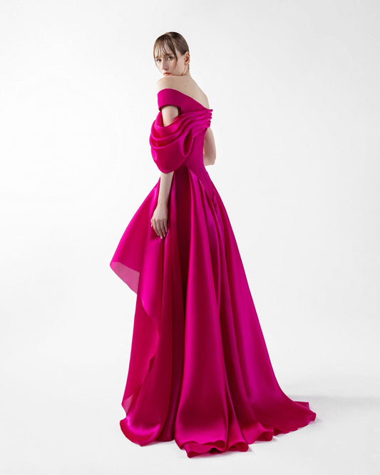 Opulent Fuscia Sculpted Gown