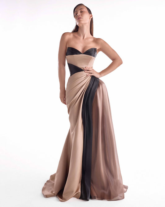 Opulent Razmir and Liquid Organza Draped Gown