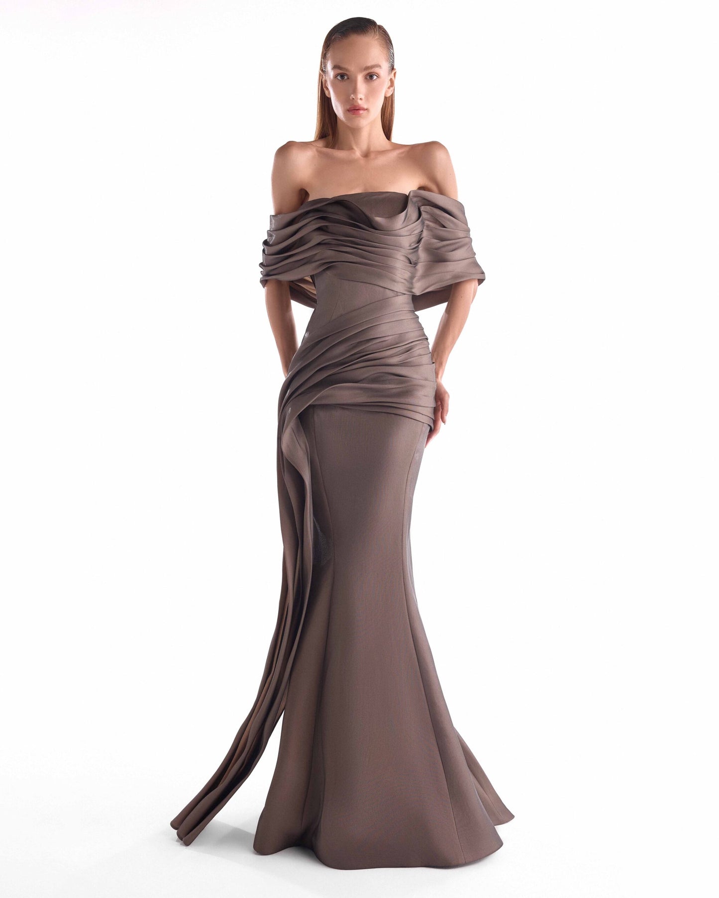 After-Dark Chocolate Brown Draped Silhouette