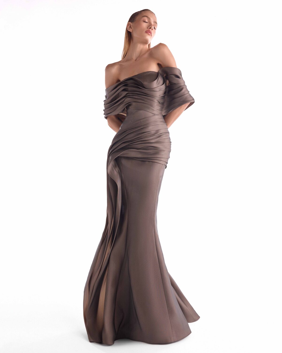 After-Dark Chocolate Brown Draped Silhouette