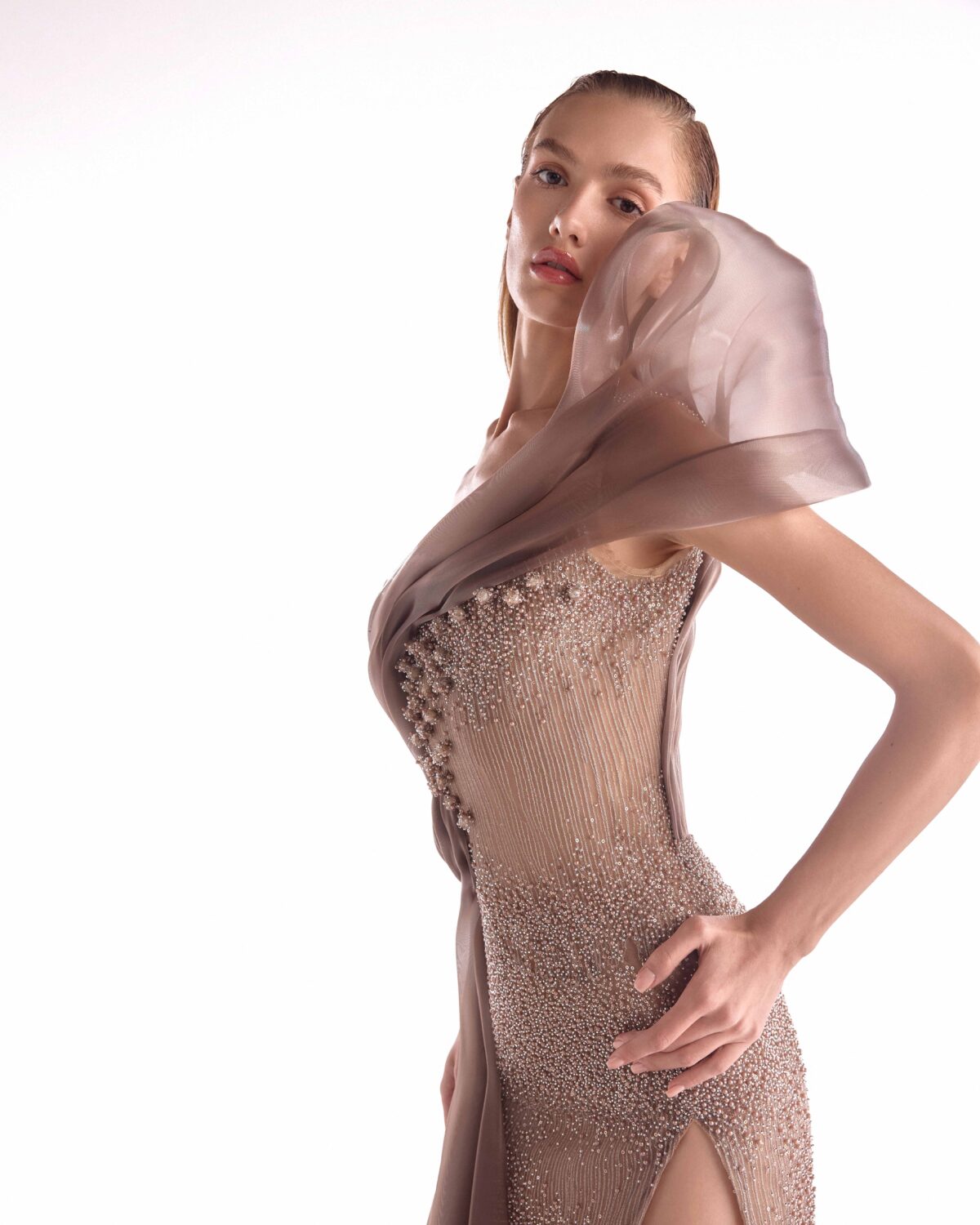 Chocolate Brown Temptation in Sculpted Sheer Motion