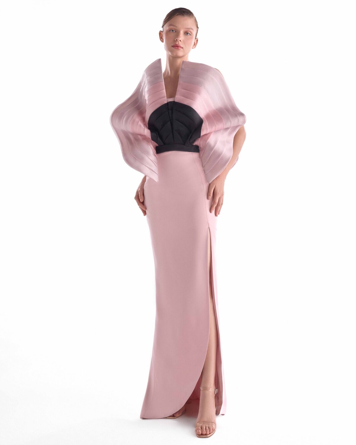 Flourishing Bloom Cascade, Pink and Noir Gown