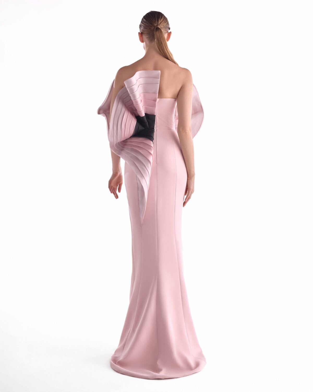Flourishing Bloom Cascade, Pink and Noir Gown