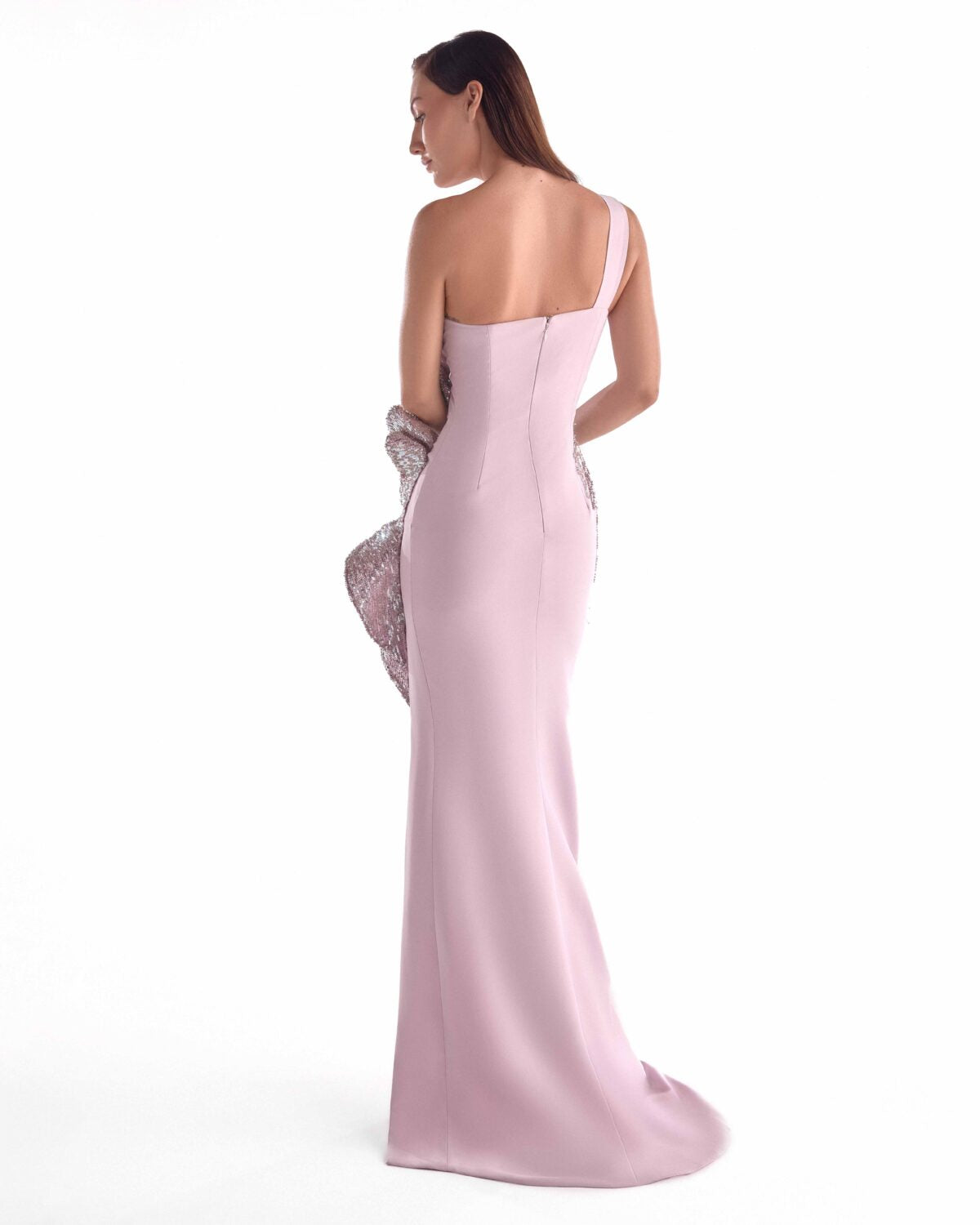 Three-Dimensional Embroidered Waves in Soft Pink Poised Dress