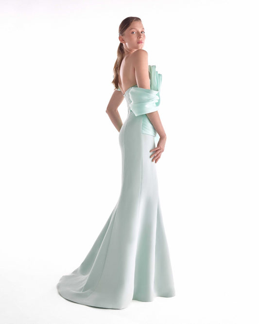 Ethereal Tide MiXed Media Mint Mermaid Gown