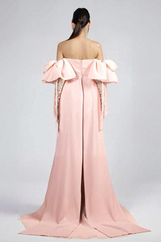 Off-Shoulder Evening Dress (Pink)