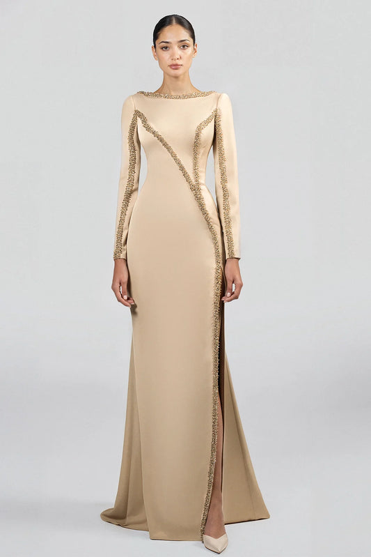 Long-Sleeved Embellished Dress
