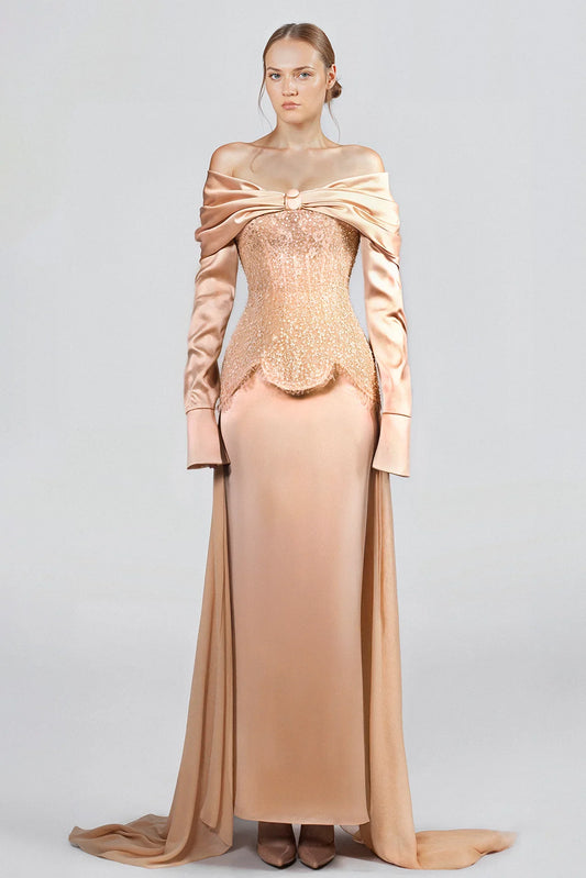 Off-Shoulder Ensemble with Train