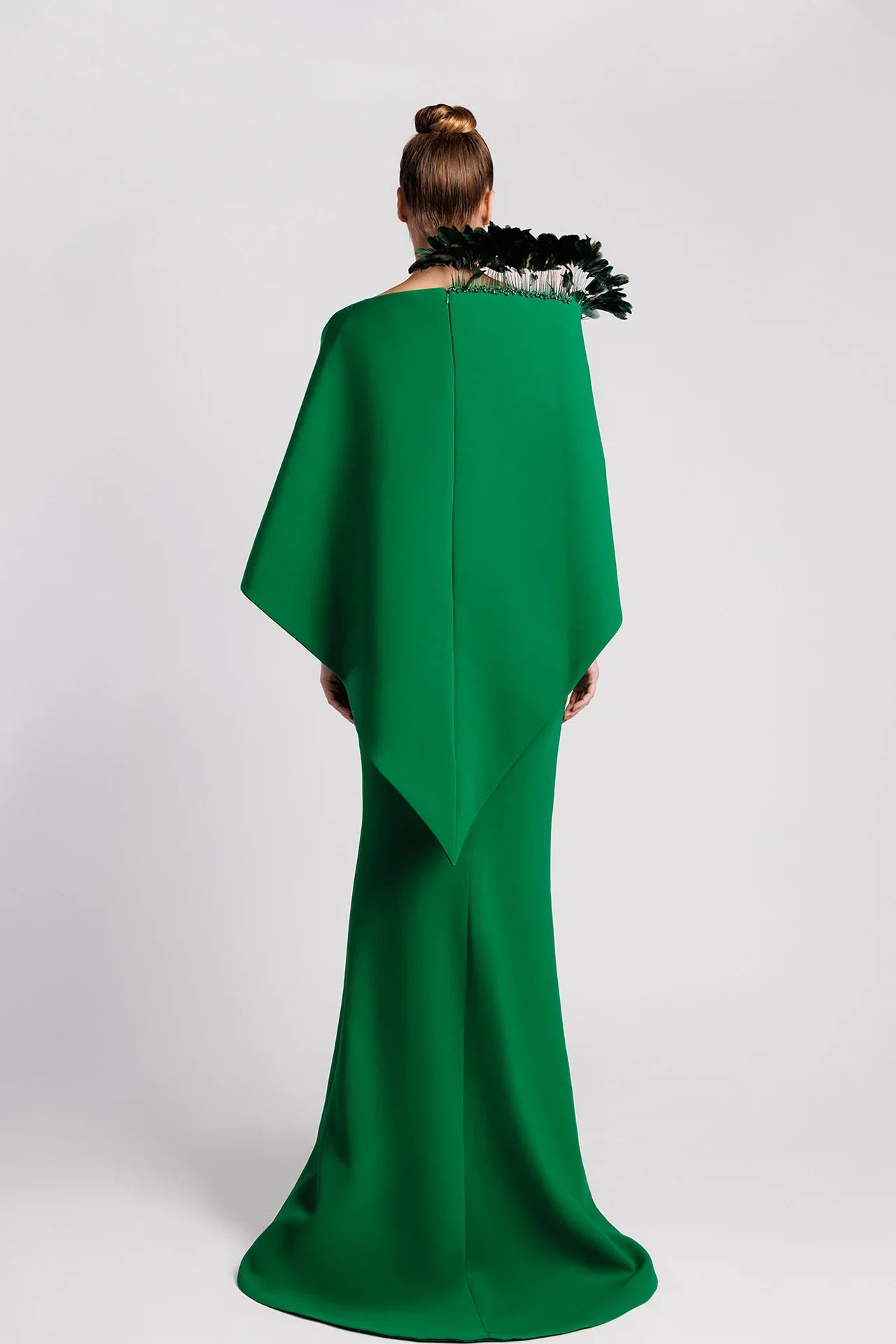 Feathered Cape Mermaid Evening Dress