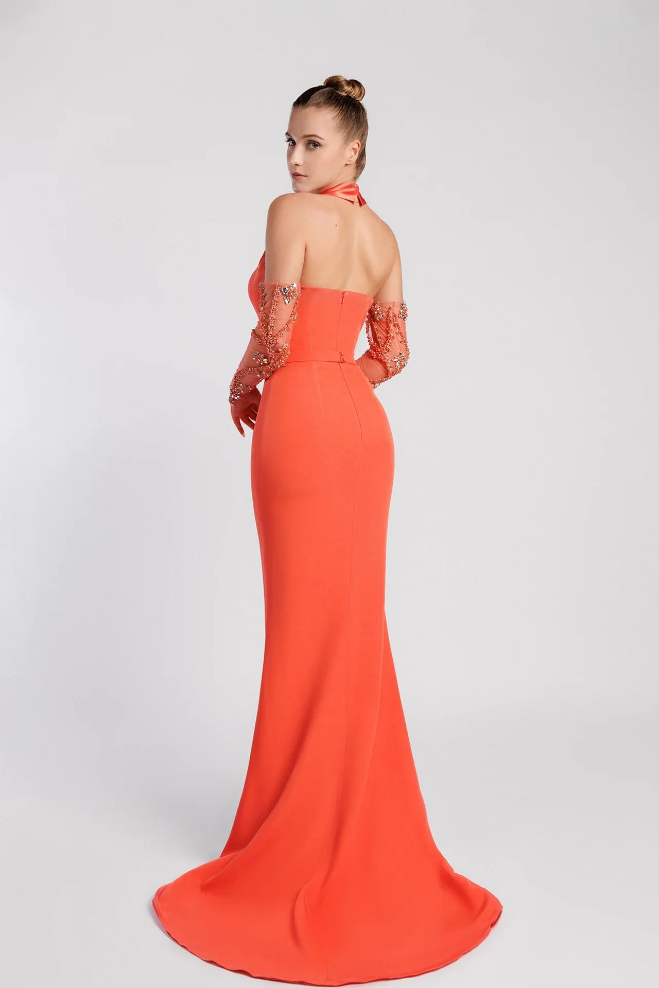 Mint Halter Neck Mermaid Evening Dress
