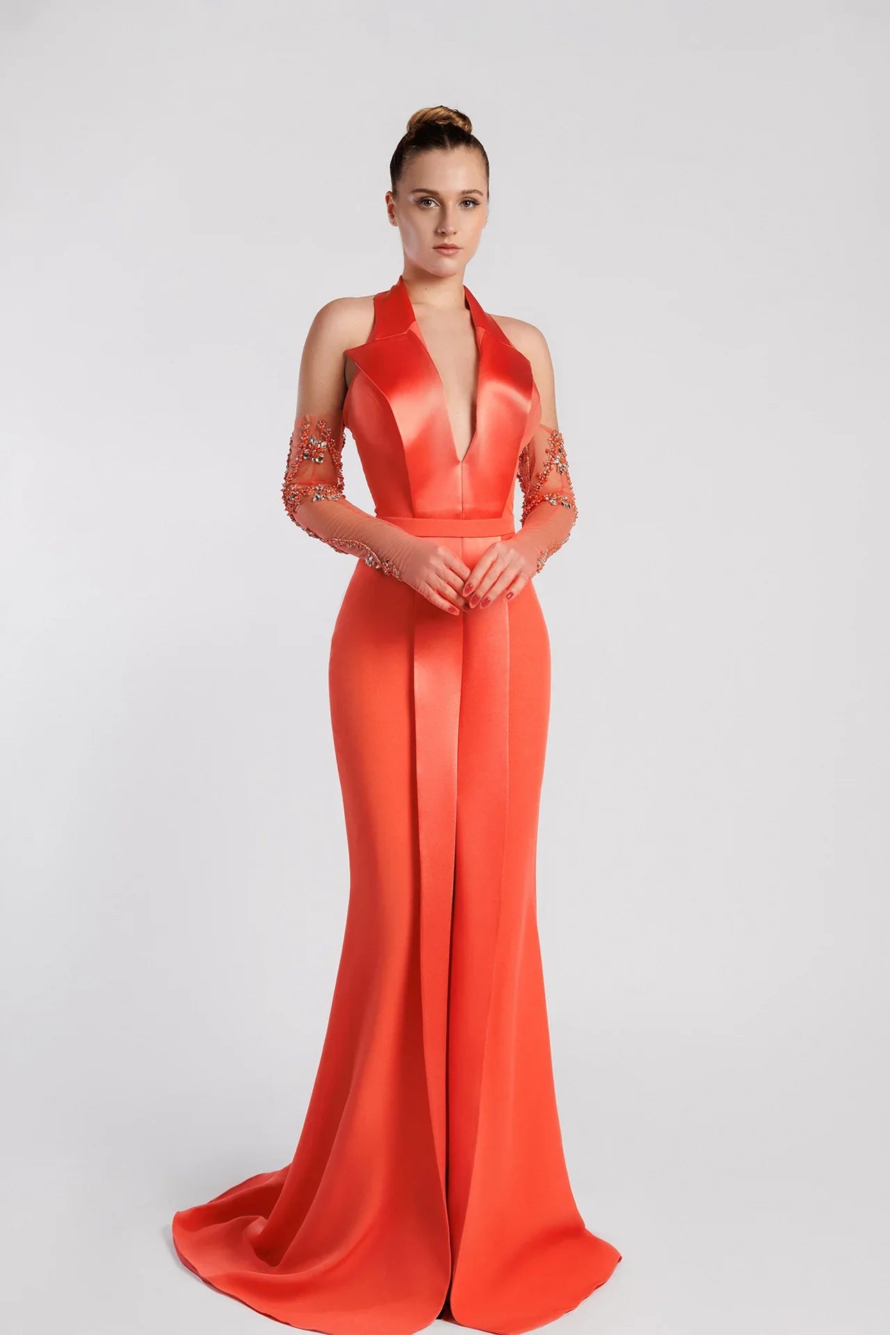 Mint Halter Neck Mermaid Evening Dress