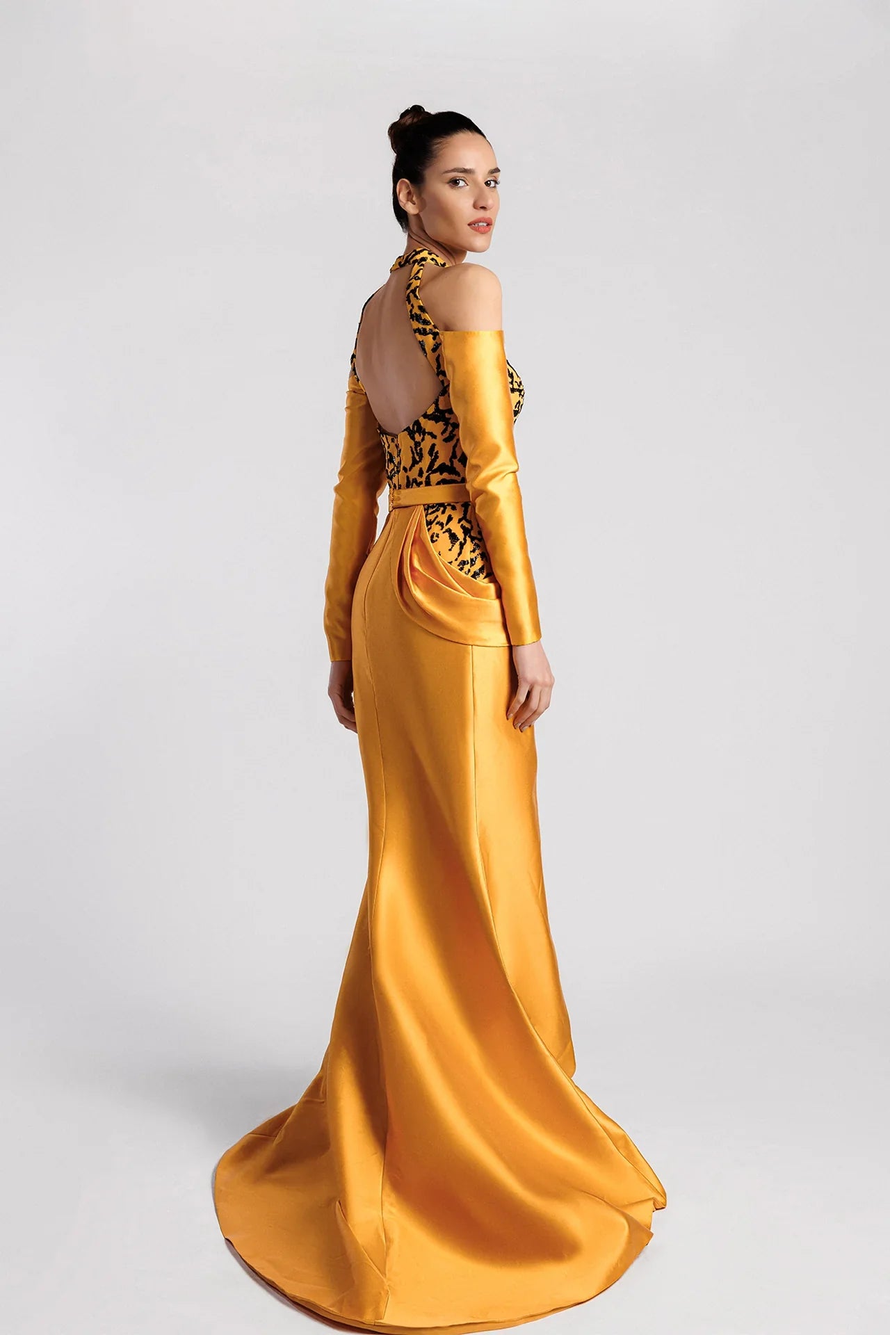 Mermaid Evening Dress with Beaded Bodice and Draped Hip