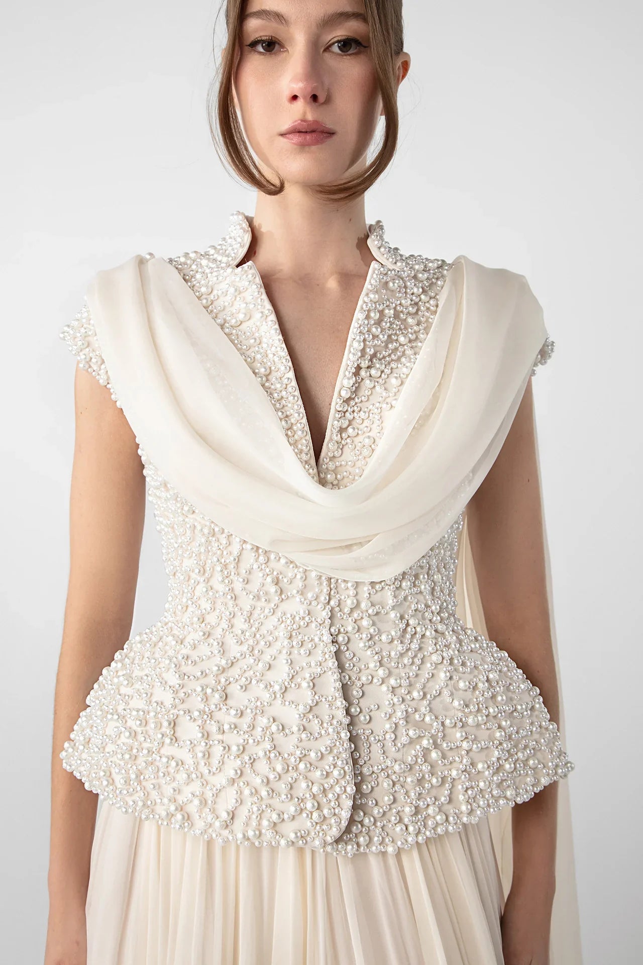 Embroidered Jacket and Chiffon Skirt Set