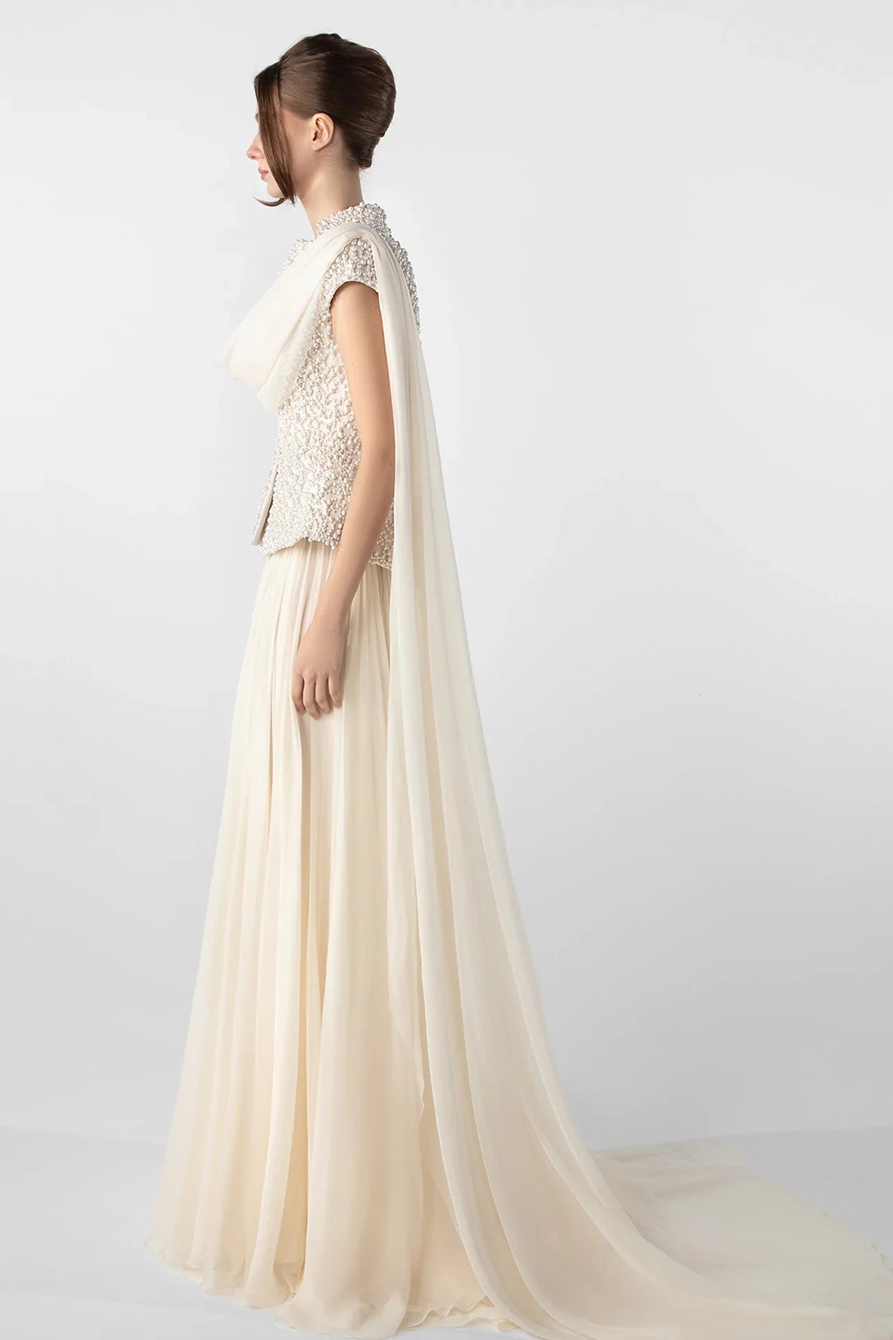 Embroidered Jacket and Chiffon Skirt Set