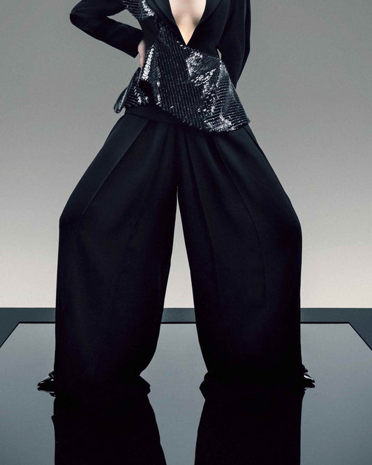 Fluid Wide-Leg  Crepe Pants