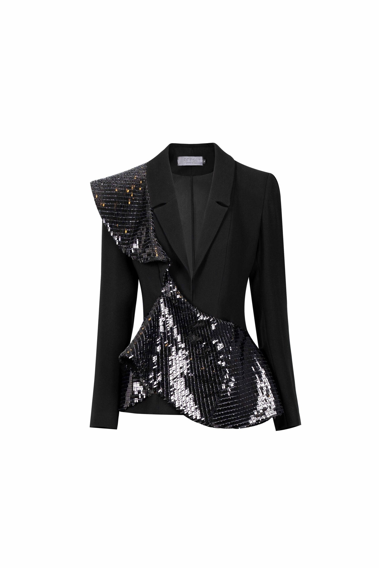 Asymmetrical Shoulders Sequin Embellished Jacket
