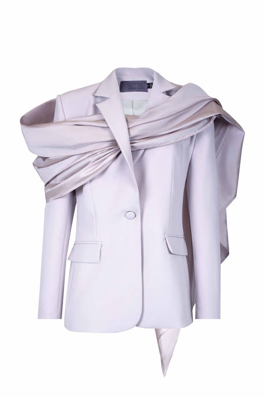 Old Rose Jacket with Chic Draped Panel