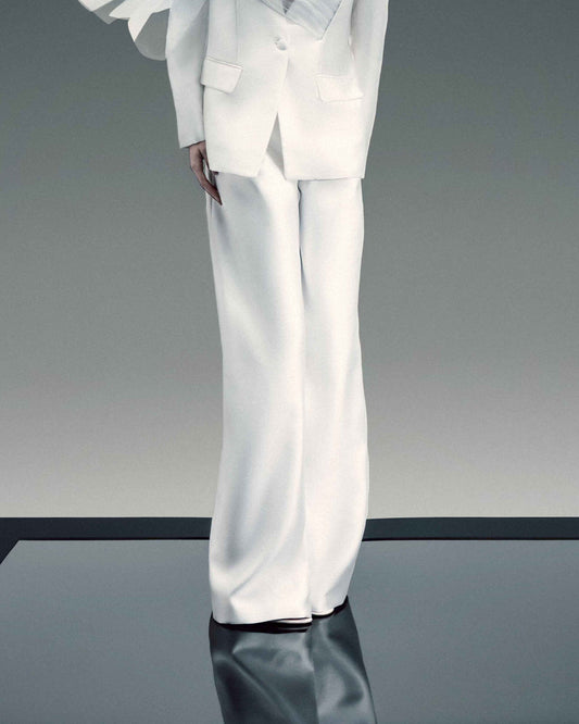 Sheer Waist Detail Mikado Piqué Pants