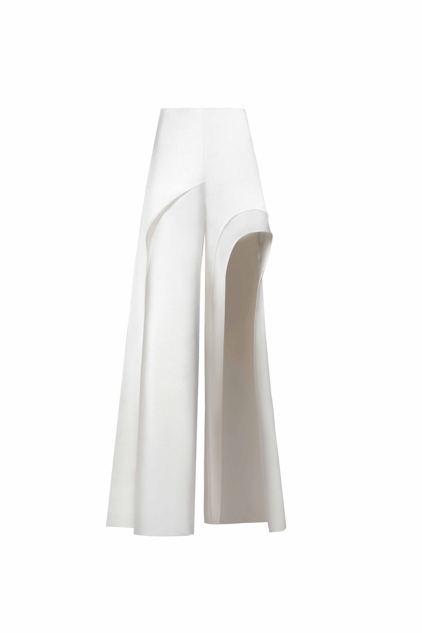 Wide Leg High-Slited Mikado Piquê Trousers