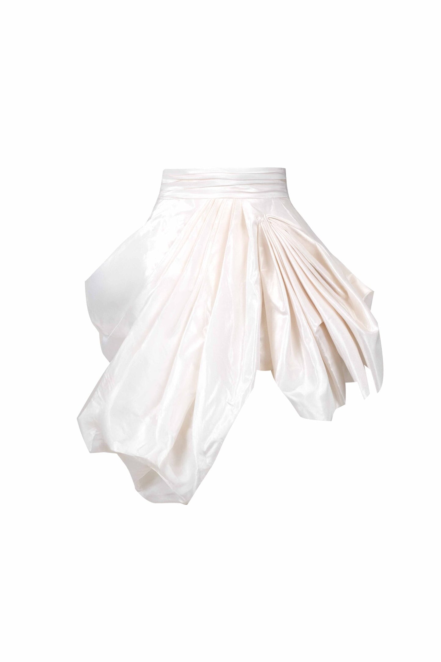 Asymmetrical Draped Taffeta Mini Skirt